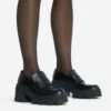 EGO Great-Cause Chunky Sole Slip On Flat Loafer In Black Faux Leather -EGO Sales 28 10 22 fw20412 copy