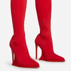 EGO Scream Pointed Toe Statement Platform Stiletto Heel Over The Knee Thigh High Long Boot In Red Lycra 9 EGO Scream Pointed Toe Statement Platform Stiletto Heel Over The Knee Thigh High Long Boot In Red Lycra -EGO Sales 28 10 22 fw23589 sq