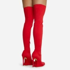 EGO Scream Pointed Toe Statement Platform Stiletto Heel Over The Knee Thigh High Long Boot In Red Lycra 11 EGO Scream Pointed Toe Statement Platform Stiletto Heel Over The Knee Thigh High Long Boot In Red Lycra -EGO Sales 28 10 22 fw23591 sq