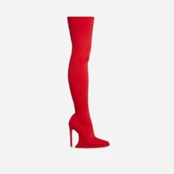 EGO Scream Pointed Toe Statement Platform Stiletto Heel Over The Knee Thigh High Long Boot In Red Lycra 12 EGO Scream Pointed Toe Statement Platform Stiletto Heel Over The Knee Thigh High Long Boot In Red Lycra -EGO Sales 28 10 22 fw23592 sq