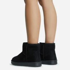 EGO Sable Faux Fur Lining Ankle Boot In Black Faux Suede -EGO Sales 28 10 22 fw25822 sq
