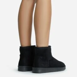 EGO Sable Faux Fur Lining Ankle Boot In Black Faux Suede -EGO Sales 28 10 22 fw25823 sq