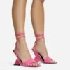 EGO Crashing Lace Up Square Toe Cut Out Wedge Heel In Pink Patent -EGO Sales 28 10 22 fw25901 sq