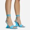 EGO Crashing Lace Up Square Toe Cut Out Wedge Heel In Blue Patent -EGO Sales 28 10 22 fw25906 sq