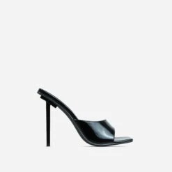 EGO Ditzy Square Peep Toe Stiletto Heel Mule In Black Patent -EGO Sales 28 10 22 fw25955 sq