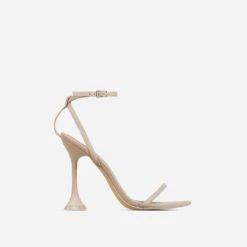 EGO Crew Ankle Strap Pointed Toe Statement Heel In Nude Faux Leather -EGO Sales 28 10 22 fw25960 sq