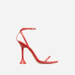 EGO Crew Ankle Strap Pointed Toe Statement Heel In Red Faux Leather -EGO Sales 28 10 22 fw25962 sq