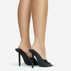 EGO Ditzy Square Peep Toe Stiletto Heel Mule In Black Patent -EGO Sales 28 10 22 fw28038 sb2