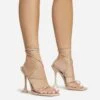 EGO Love-To-Hate Lace Up Strappy Square Toe Statement Heel In Nude Faux Leather -EGO Sales 28 10 22 fw28060 sq