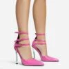 EGO Military Triple Strap Detail Pointed Toe Metallic Heel In Pink Patent -EGO Sales 28 10 22 fw28103 sq