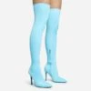 EGO Alabama Pointed Toe Over The Knee Thigh High Long Sock Boot In Blue Lycra -EGO Sales 28 10 22 fw28149 sq