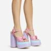 EGO Draper Knotted Detail Platform Block Heel In Pink Multi Faux Leather -EGO Sales 28 10 22 fw28234 sq