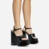 EGO Draper Knotted Detail Platform Block Heel In Black Faux Leather -EGO Sales 28 10 22 fw28239 sq