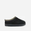 EGO Catch-Up Aztec Detail Faux Fur Lining Flat Slipper In Black Faux Suede -EGO Sales 28 10 22 fw30015