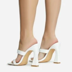 EGO Jupiter-Empire Double Strap Detail Square Toe Flared Block Heel Mule In White Patent -EGO Sales 30 11 22 fw31501 sb