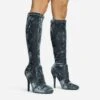 EGO Tallie Closed Toe Stiletto Heel Knee High Long Boot In Grey Velvet -EGO Sales 30 11 22 fw31661 sq