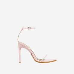 EGO Pick-N-Mix Ankle Strap Pointed Toe Stiletto Heel In Pink Faux Leather -EGO Sales 30 11 22 fw32068 sq