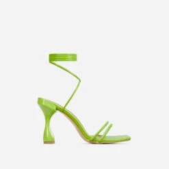 EGO Time-To-Talk Lace Up Strappy Square Toe Statement Heel In Green Faux Leather -EGO Sales 30 11 22 fw32076 sq