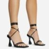 EGO Time-To-Talk Lace Up Strappy Square Toe Statement Heel In Black Faux Leather -EGO Sales 30 11 22 fw33380 copy
