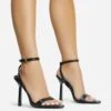 EGO To-The-Point Ankle Strap Metallic Pointed Toe Stiletto Heel In Black Faux Leather -EGO Sales 30 11 22 fw33400 copy