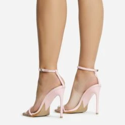 EGO Pick-N-Mix Ankle Strap Pointed Toe Stiletto Heel In Pink Faux Leather -EGO Sales 30 11 22 fw33408 sq