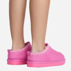 EGO Catch-Up Aztec Detail Faux Fur Lining Flat Slipper In Pink Faux Suede -EGO Sales 30 11 22 fw36208 copy