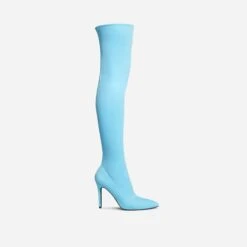 EGO Alabama Pointed Toe Over The Knee Thigh High Long Sock Boot In Blue Lycra -EGO Sales 30 11 22 fw36264 sq
