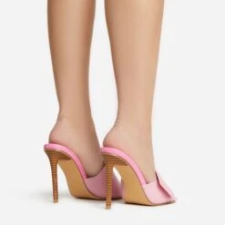 EGO Plush Velcro Strap Detail Square Peep Toe Stiletto Heel Mule In Pink Faux Leather -EGO Sales 30 11 22 fw39659 sb2