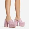 EGO Wilkinson Closed Toe Platform Block Heel Mule In Pink Diamante -EGO Sales 30 11 22 fw39732 sqq