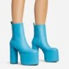 EGO Impression Closed Toe Platform Block Heel Ankle Boot In Blue Faux Leather 1 EGO Impression Closed Toe Platform Block Heel Ankle Boot In Blue Faux Leather -EGO Sales 30 11 22 fw39983 s