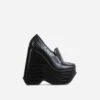 EGO A-New-Day Closed Square Toe Platform Wedge Loafer Heel In Black Croc Print Faux Leather -EGO Sales a new day 1
