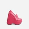 EGO A-New-Day Closed Square Toe Platform Wedge Loafer Heel In Pink Croc Print Faux Leather -EGO Sales a new day 2