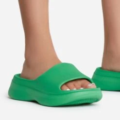 EGO Aldie Open Peep Toe Platform Slider Sandal In Green Rubber -EGO Sales aldie 0487 copy