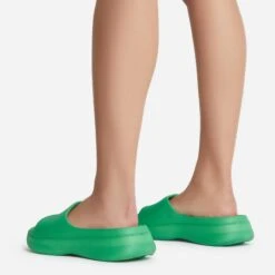 EGO Aldie Open Peep Toe Platform Slider Sandal In Green Rubber -EGO Sales aldie 0488 copy