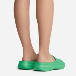 EGO Aldie Open Peep Toe Platform Slider Sandal In Green Rubber -EGO Sales aldie 0489 copy