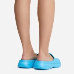 EGO Aldie Open Peep Toe Platform Slider Sandal In Blue Rubber -EGO Sales aldie 0493 copy