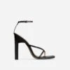 EGO Enlighten Criss Cross Square Toe Sculptured Block Heel In Black Faux Leather
