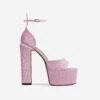 EGO Hand-Picked Open Peep Toe Extreme Platform Block Heel In Pink Glitter -EGO Sales ath001 gld 14portrait sq