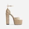 EGO Hand-Picked Open Peep Toe Extreme Platform Block Heel In Gold Glitter -EGO Sales ath001 gld 15portrait sq