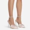 EGO Chriselle Bow Detail Diamante Lace Up Clear Perspex Heel In Pink Satin -EGO Sales chriselle 11211 copy