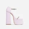 EGO Peggie Diamante Strap Open Square Toe Extreme Platform Block Heel In Pink Faux Leather -EGO Sales colour match update