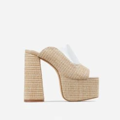 EGO Destination Woven Clear Perspex Square Peep Toe Platform Heel Mule In Nude 13 EGO Destination Woven Clear Perspex Square Peep Toe Platform Heel Mule In Nude -EGO Sales destination 1290
