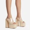 EGO Destination Woven Clear Perspex Square Peep Toe Platform Heel Mule In Nude -EGO Sales destination 1689 copy