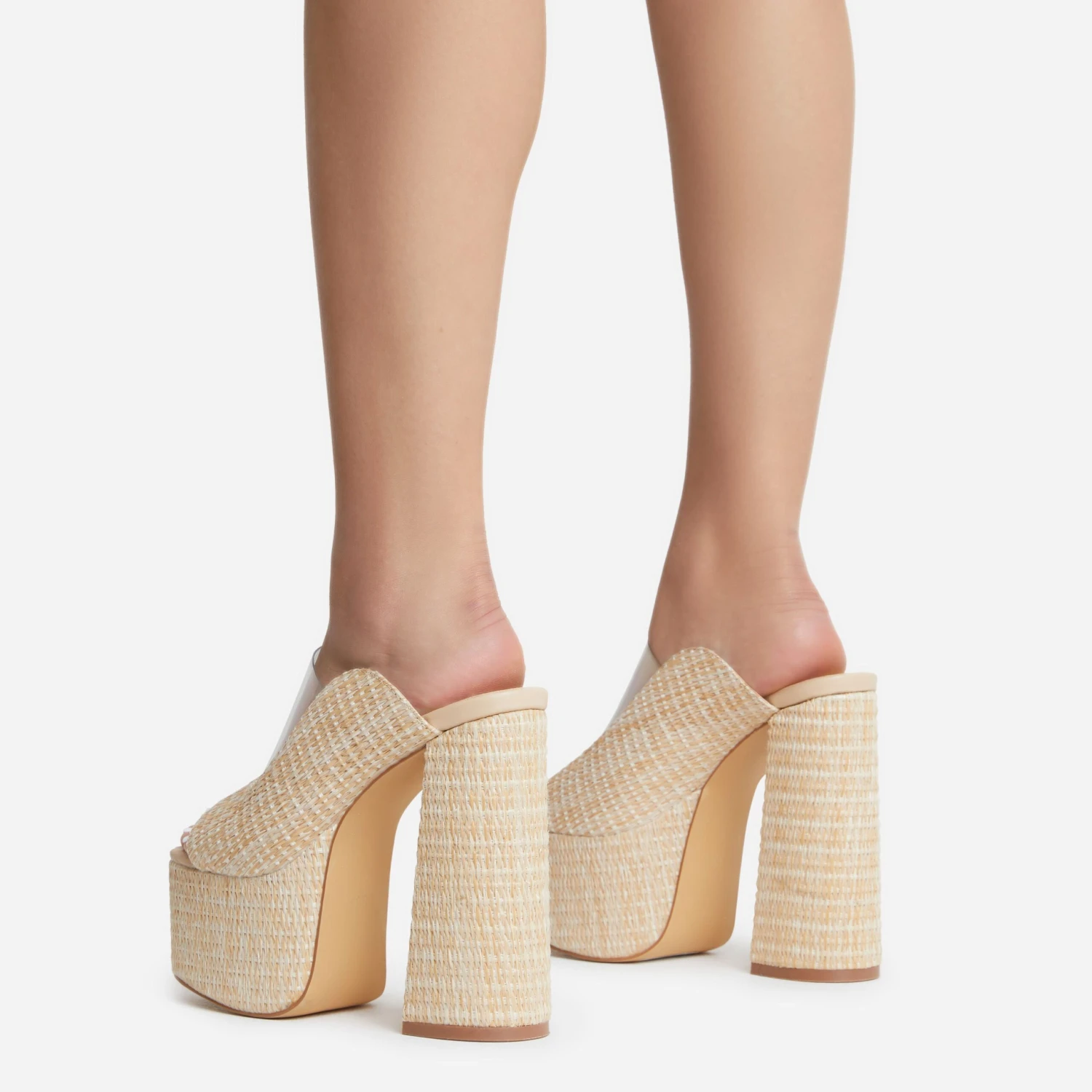 EGO Destination Woven Clear Perspex Square Peep Toe Platform Heel Mule In Nude 5 EGO Destination Woven Clear Perspex Square Peep Toe Platform Heel Mule In Nude - Image 3
