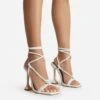 EGO Fiat Lace Up Square Toe Sculptured Heel In White Faux Leather -EGO Sales harmony 41901 1