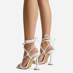 EGO Fiat Lace Up Square Toe Sculptured Heel In White Faux Leather -EGO Sales harmony 4193 1
