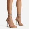 EGO Carmella Glitter Sole Diamante Detail Lace Up Heel In Gold Faux Leather -EGO Sales harmony 4216