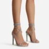 EGO Carmella Glitter Sole Diamante Detail Lace Up Heel In Silver Holographic Faux Leather -EGO Sales harmony 4222