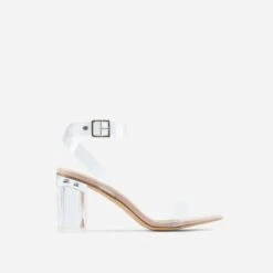 EGO Lena Barely There Perspex Block Clear Heel In Nude Patent -EGO Sales lena nude