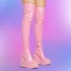 EGO New-Utopia Platform Wedge Over The Knee Thigh High Long Boot In Pink Patent -EGO Sales new utopia pink1 s